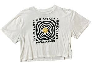 Brixton Dizzy Skimmer Tee White Graphic Cropped T-Shirt Size Small